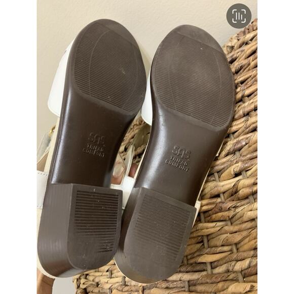 SAS Sunburst Heel Strap Sandals White Leather Eyelet Floral Comfort Women’s 9N - Picture 9 of 9